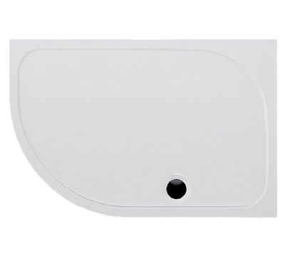 CORAM FLAT TOP WHITE STONE RESIN 1200mm x 800mm x 50mm L/H OFFSET QUADRANT SHOWER TRAY, YAQ128LWHI